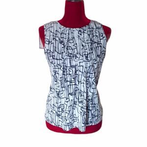 Calvin Klein Black and White Patterned Top Size Small